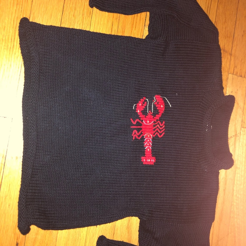 Red wagon navy cotton sweater with lobster